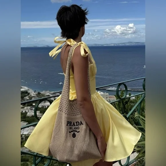 NWT Romantic Yellow Satin Tie-Strap Mini Dress with Corset Back Size S-L - Picture 4 of 7